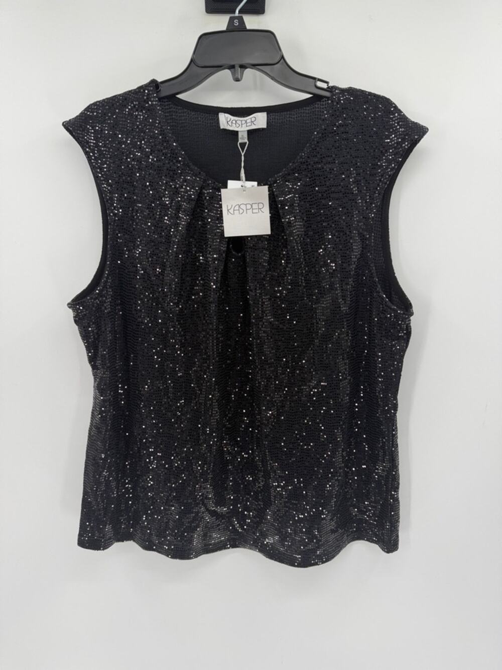 Kasper Women's Sleeveless Keyhole Sparkle Top - Black - XL - New with tags